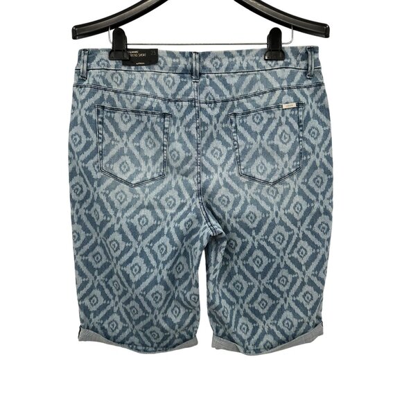 Chico's So Slimming Ikat-Print Girlfriend Jean Shorts Bermuda 12" Size 2.5 14 - Picture 4 of 7